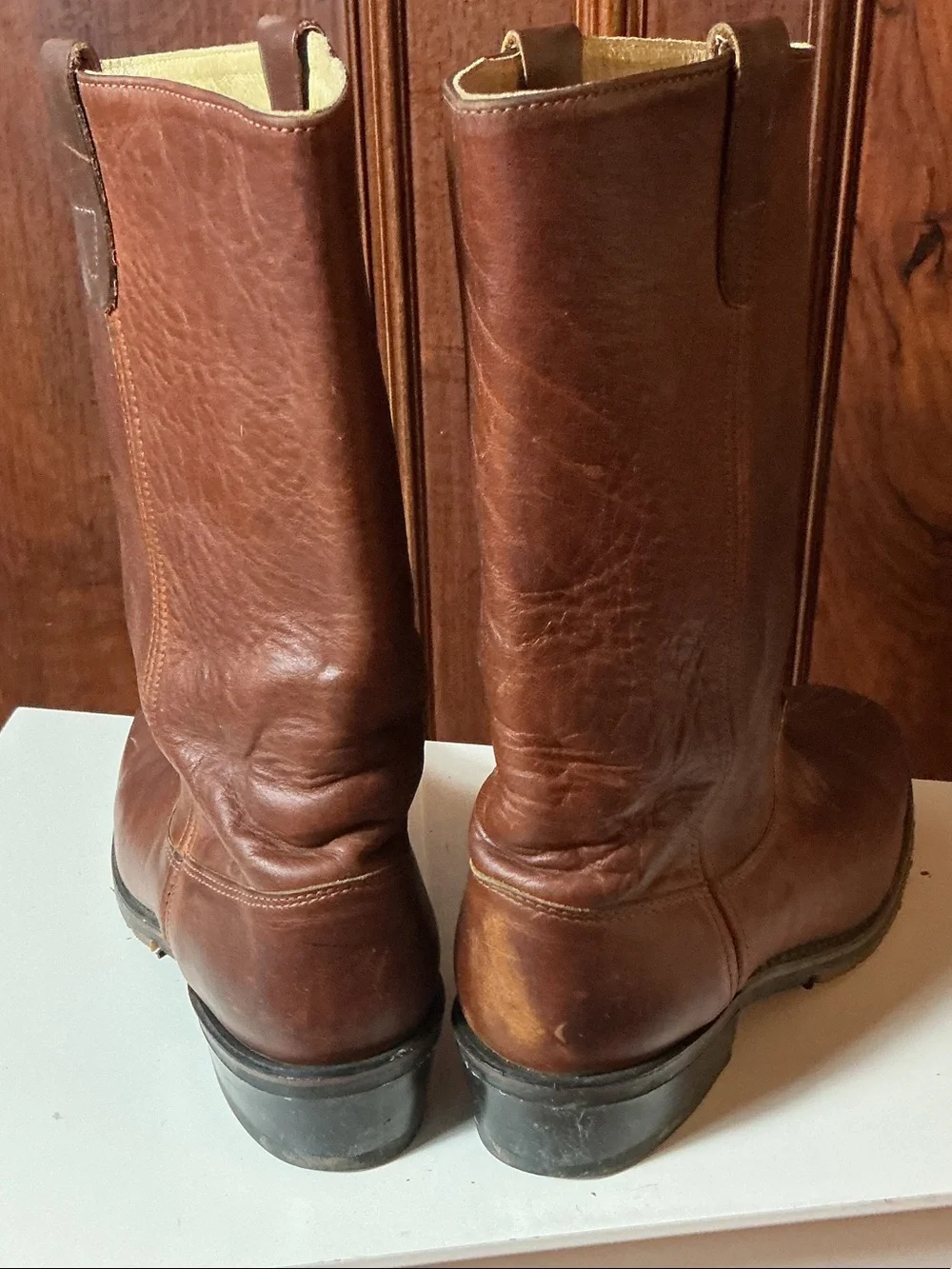 Double H Men's Brown Leather Pull-On Work Boots